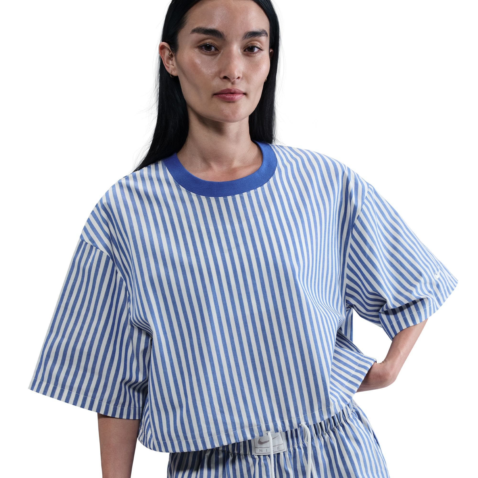 AS W NSW STRIPE PPLN BOXY TOP